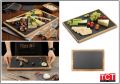 แผ่นหินวางอาหาร แผ่นหินเสิร์ฟอาหาร ถาดไม้วางสเต็ก  มี 3 ขนาด ให้เลือก Natural Slate Plate With Serving Board. 