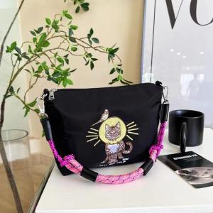 Horse Embroidery Shoulder Bag Nylon Tote Bags for Women Donut Cat Handbags and Purses Rope Eco Bag Designer Crossbody Bags Flap