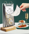 loose leaf advertising Restaurant Bar menu stand menu holder menu clip cafe bar Table PEECH Wood PVC  menu stand menu hThe Paging Table Card The Loose-Leaf Display StandDesktop Standee a5Display Card Table Stand on   Restaurant menu display. 