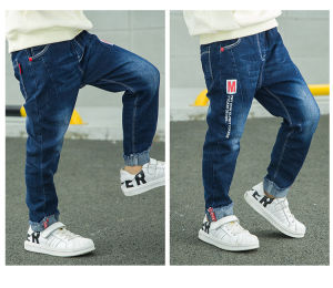 4-13 Years Kids Boys Children Clothes Jeans Pencil Pants Light Washed Casual Denim Cotton Bottoms Fashion Long Trousers Casual Boy Slim Straight Jeans Fashion Denim Clothing Pants Elastic Waist Bottoms