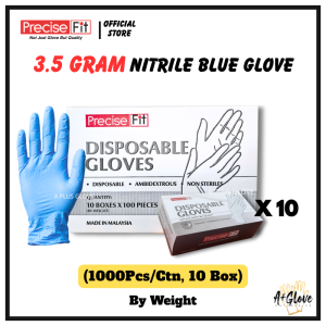 Powder Free Nitrile Gloves Blue 3.5g Sarung Tangan Biru Disposable (CTN) Cleaning Protective Food Safety Health Household丁晴蓝色橡胶手套无粉