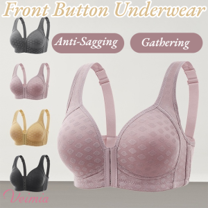 Womens Thin BreastReducing Pushup Front Button Bra Bra No Wires Antisagging PushUp Bra