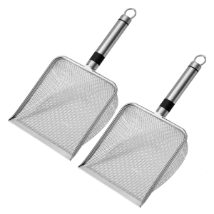 2Pcs Stainless Steel Shovel Kitten Litter Shovel Stainless Steel Handle Pet Cleaning Tool Soil Sand Separation