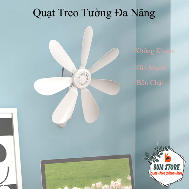 Quạt Điện Dán Tường Để Bàn Không Cần Khoan Cánh Nhựa Dẻo, Quạt Gắn Tường Cánh Nhỏ Xoay 360 Độ Đa Năng Cho Gia Đình Bạn.