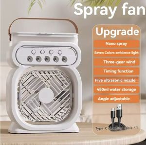 Portable air conditioner USB Fan air cooler Fan Aircond Humidifier Purifier Mist Cooler with 7 LED Light Kipas mini