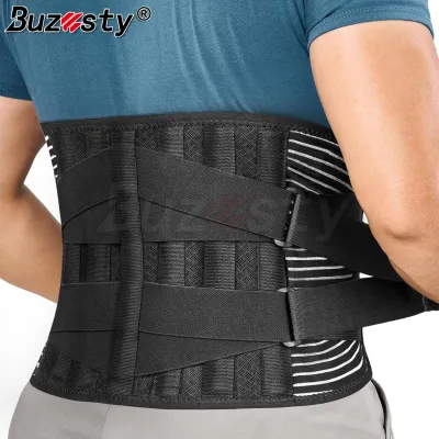 Buzesty Back Braces for Lower Back Pain Relief with 6 Stays Breathable Back Support Belt for Men/Women for Work Anti-skid Lumbar Support Belt with 16-hole Mesh for Sciatica
