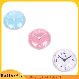 Butterfly Mini Sucker Wall Clock Bathroom AntiFog Waterproof Kitchen Toilet Quartz Clock