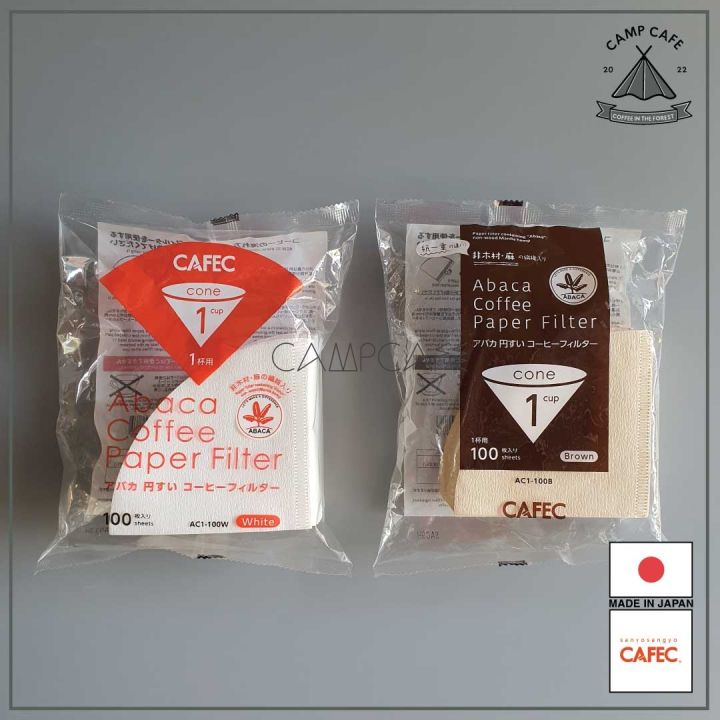 Cafec Abaca Paper Filter  กระดาษกรองกาแฟทรงกรวยทำจากใยกล้วย 100 แผ่น