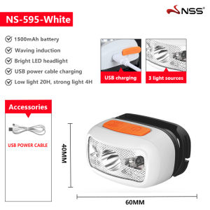 NSS Multi-functional Headlamp Rechargeable Adjustable Strong Headlight LED Waterproof Miner Head Torch Camping Fishing Outdoor Hiking Light Outdoor Head-Mounted Flashlight With USB Charging Cable for Running Fishing Wild Adventure