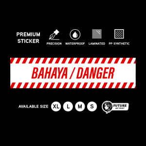 Danger Danger is dangerous. Sticker Sign Label Signage Hazard Stripes. Caution Warning Be careful.