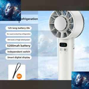 Portable Fan Handheld Turbo Fan 100 Speeds Adjustable Cooling fan Air 5200mAh Battery Mini Fan LED Display Cooling Fan for Travel Camping Outdoor