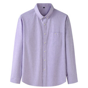 Men Button Down Striped Shirts Long Sleeve Slim Fit Untucked Dress Shirts Casual Summer Beach Plus Shirts (L-10XL)