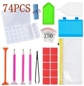 74pcs DIY Diamond Painting Kits 5D Mosaic Painting Set Beginner Diamond Painting Tools