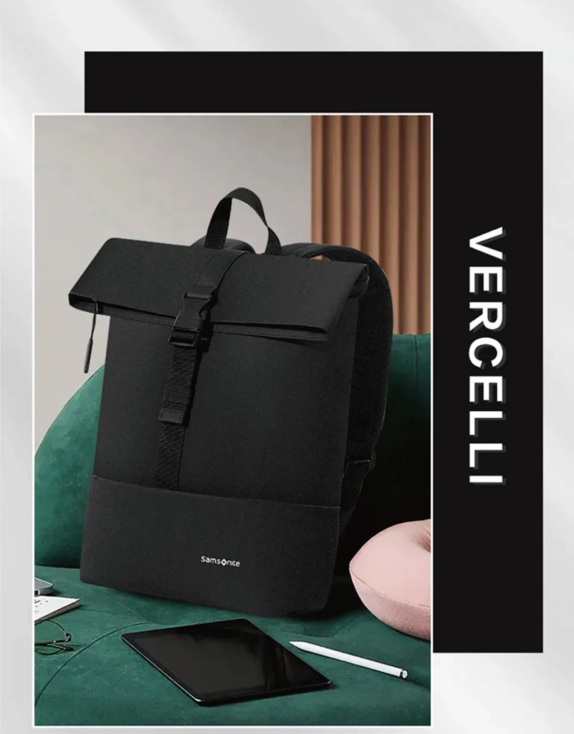 Samsonite Vercelli Water Resistant Unisex Flap Backpack fit laptop 13.3 to 14 inch