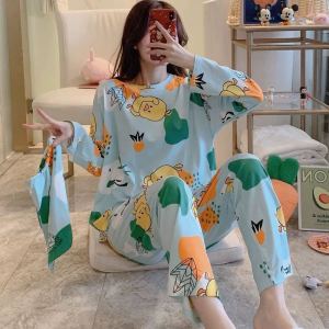 Đồ Ngủ NữQuần Áo Ngủ Nữ Tay Dài In Họa Tiết Hoạt Hình Size XL(Không bao gồm túi rút)