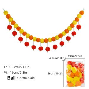 1.5M Deepavali decoration Marigold Indian-style Leaf Bell Combination Flower String Wedding Diwali Festival Decoration