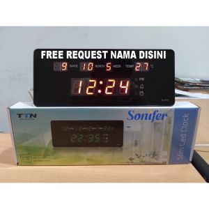 Sonifer Jam Dinding Digital Jam Meja LED 25 x 10 cm FREE CUSTOM NAMA