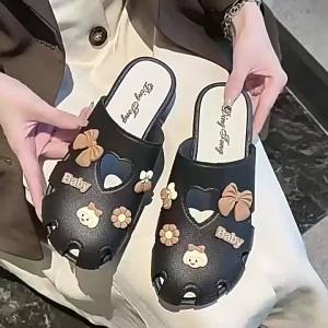 WomenS Summer Korean Style Open-Toed Mules Fashionable And Sweet New Ins Bowknot Flat Sandals