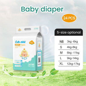 Cute Child Diaper MAGIC TAPE/PANTS Pull-ups Comfortable Breathable NewbornSMLXLXXLXXXL 24PCS