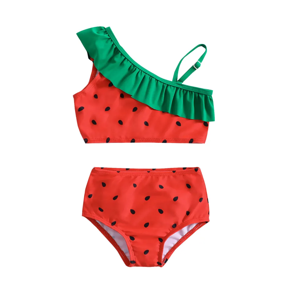 Toddler Baby Girl Swimsuit Watermelon Ptinted Swimming Wear 18 24 Month  Infant Ruffles Bathing Cloth Newborn Summer Beach Bikini
