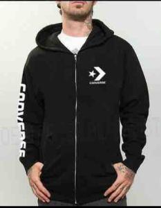 Jaket Hoodie Casual All Size Basic Pria Dan Wanita Lengan Panjang Bahan Kain Fleece Tebal Warna Hitam Ready Size S - XXXL