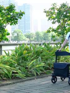 Elderly Walking Aid Trolley Portable Portable Folding Multi-Function with Wheels Walking Aids Walking Aid