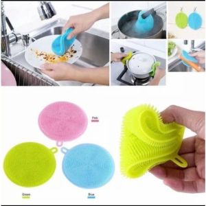 Spon Silikon Cuci Piring BULAT Anti Kuman Bakteri Pencuci Piring Panci Spons Sikat Reusable Sponge T49 MLH