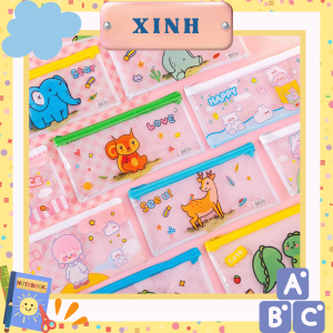 Túi lưới đựng hồ sơ có dây kéo họa tiết dễ thương kích thước 24x33cm