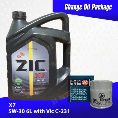 SK ZIC X7 Diesel 5W-30 Fully Synthetic Diesel Motor Oil Bundle for Nissan Navara / Nissan NP300 ( 2017 - up ) / Nissan Terra 2.5 ( 6 Liters + Oil Filter )