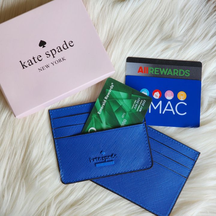 Kate Spade Slim Saffiano Leather Small Blue Card Holder | Lazada PH