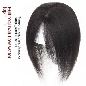 7x11cm 100% Human Hair Piece Black And Mocha Brown Hair Topper Hair Replacement Cover White Hair Breathable And Lightweight Wig Increase Hair Volume For Women