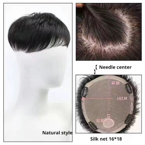 Men Wig Short Hair Full human hair Traceless invisible Korean style handsome hair extensions for men