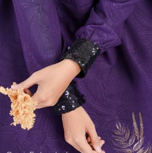 GAMIS HERMOSA EMBOS MOTIF INDIAN UNGU TUA PREMIUM