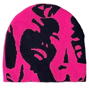 Adult Beanies Hat with Human Portrait Pattern Elastic Winter Warmer Knitted Hat Beanies Hat for Students Teen Cycling