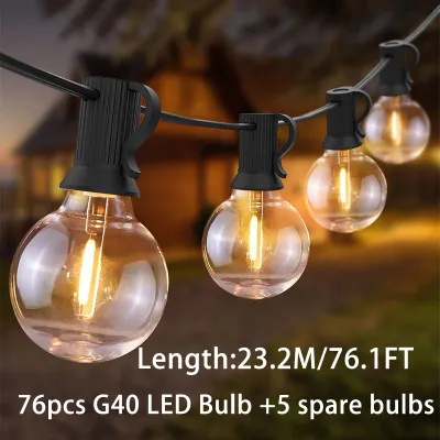 G40 LED Bulbs String Light Warm White Garden Holiday Party Wedding Light Waterproof Outdoor Patio Fairy Light