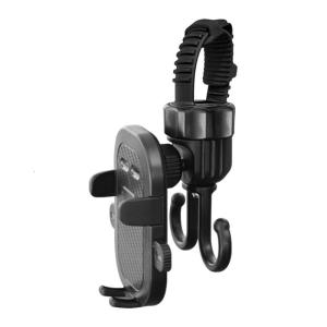 Multifunction Baby Strollers Phone Mount and Double Hook 2 in 1 Design Phone Holder Stand Organiser for Everyday Use