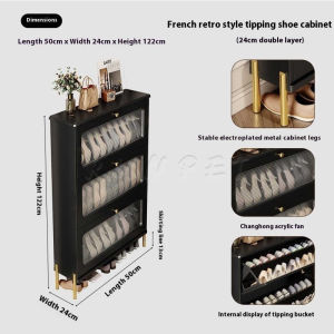 Shoe Rack French Ultra-Thin Flip Shoe Cabinet Family Door Interior Entrance Cabinet Integrated Shoe Rack