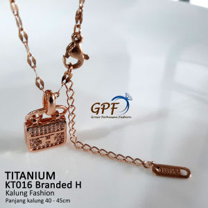 Kalung Titanium Wanita Model Tas Branded Titanium Stainless Steel 316L Perhiasan Fashion Import Anti Karat KT016 Frida Jewelry