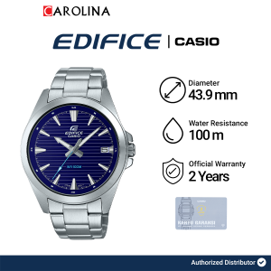 Jam Tangan Pria Casio Edifice EFV-140D-2A Blue Dial Silver Stainless Steel Band