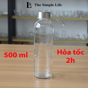 Bình thủy tinh đựng nước chai thủy tinh đựng nước chai đựng nước ép detox 500ml và 300ml + in tem dán