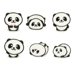 6 Pcs Embroidered Patches Cartoon Panda Iron on Patches Applique Patches Animal Sewing on Patches Sewing Patches for Hat
