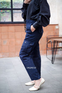 Celana Cargo JUMBO Wanita Pinggang Full Karet Bahan Katun Twill Strech Premium - Casual