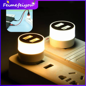 mini usb led light bulb night lights with 2 usb ports for room Portable suitable for Mobile Computer Car Charging USB Small Book Lamps LED Eye Protection Reading Light