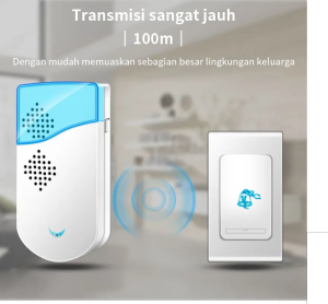 Bel Rumah / Pintu Wireless TENAGA BATERAI - Bell Tanpa Kabel dengan 32 Musik Salam Assalamualaikum