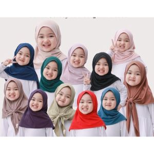 Jilbab Hijab Kerudung Anak Perempuan - Jilbab Anak 0 sampai 5 tahun - Hijab Segitiga Jersey Instan - Kerudung Instan Terbaru 2024 Kekinian Viral