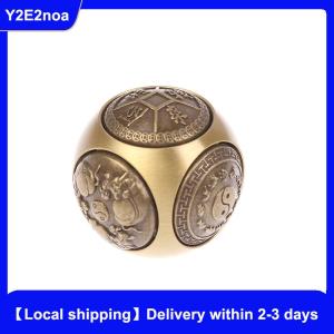 【Local shipping】 Six-faced Four Blessing Luck Money Fidget Spinner Brass Stress Relief Cube Decompression Ball Fidget Toys Crafts