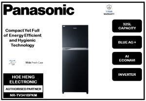 PANASONIC Energy-Saving 325L Top-Freezer Refrigerator with AI Econavi & Inverter Technology