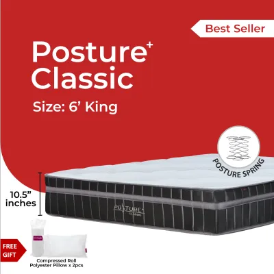 Goodnite Posture Classic 10.5inch Thick + 7 Turn Premium Coil Mattress/Tilam (King/Queen/SuperSingle/Single) (10Y Warranty)