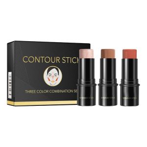 GUAIP Natural Brightening Grooming Stick Set Easy To Color Blush Contour Shadows Stick 3PCS/Box Long Lasting Highlight Shadow Pen For Various Makeup Looks