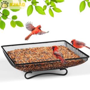 N2HAO เครื่องให้อาหารนกป่าถาดใส่อาหารสุนัขเลี้ยงสัตว์เลี้ยงแบบตะแกรงโลหะความจุสูง